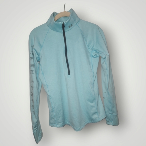 Under Armour Jacket Womens m medium Blue Fitted 1/2 Zip Activewear - Picture 1 of 11